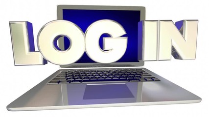 Log In Secure User Account Computer Laptop 3d Animation