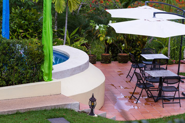 lounge area in the rain forest