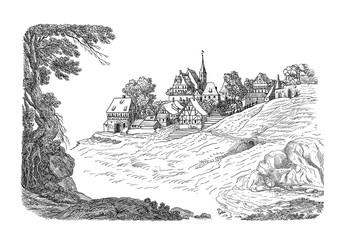 Old village art illustration
- 120920058