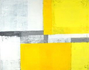 Malarstwo abstrakcyjne szary i żółty - 120920405