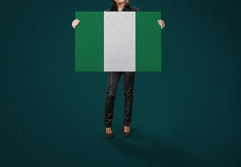 NIGERIA, Banner, Flag holding hands,