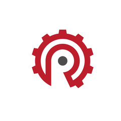 letter R with gear logo concept, letter R industrial logo concept