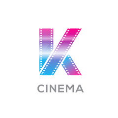 Abstract letter K logo for videotape film production