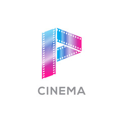 Fototapeta na wymiar Abstract letter P logo for videotape film production