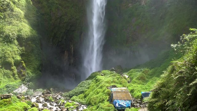 Sipiso-piso waterfall footage in North Sumatra