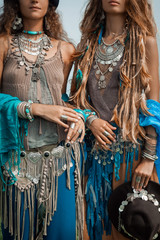 Two beautiful gypsy girls in ethnic jewelry