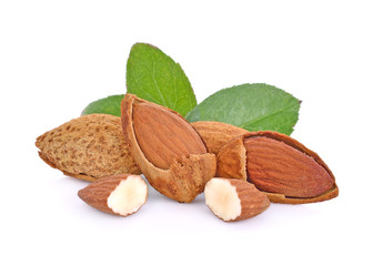 almond nuts  isolated on white background