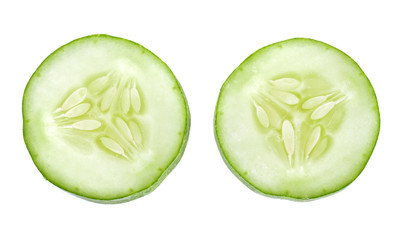 Fresh slice cucumber on white background