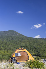 Camping on the mountain top.