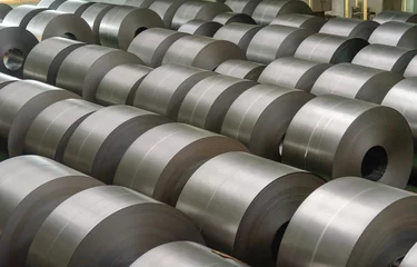 Gordijnen Cold rolled steel coil at storage area in steel industry plant. © nuttawutnuy