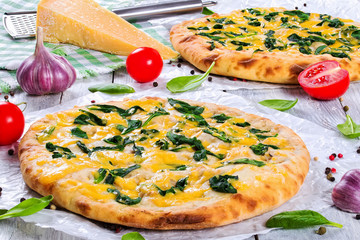 tasty Vegetable pie with spinach, onion and cheese