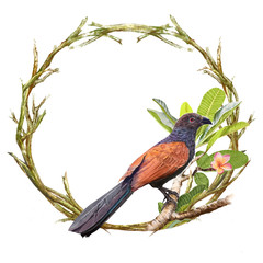 illustration of animal and flower on white background