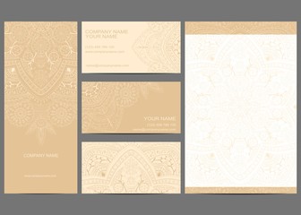 Business cards set with mandala background