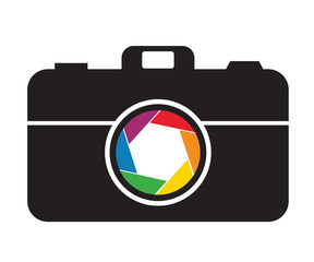 Kamera Logo mit bunter Blende Öffnung