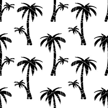 Seamless pattern with coconut palm ttees