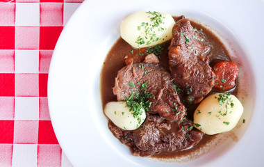 Red wine cock-delicious french recipe coq au vin