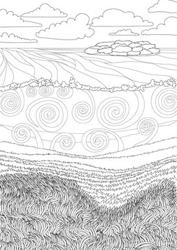 Underwater seascape for coloring