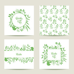 Set of four herbal card templates.