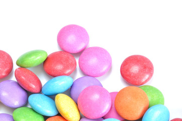 Isolated colored smarties on white background