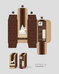 Branding and Box Packaging design for a coffee. Vector template illustration 
