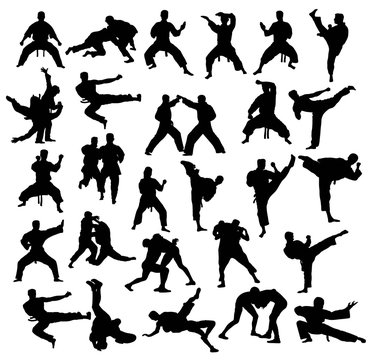 Martial art Sport Activity Silhouettes collection, art vector design