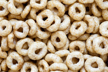 Background of honey cheerios from above.