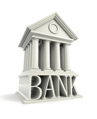 Bank Icon. Bank 3d building icon. 3d illustration