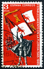 Postage stamp Spain 1965 Explorer, Royal Flag of Spain