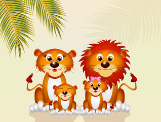 Obraz na płótnie Canvas lions family