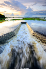Dam catchment from which water is flowing.