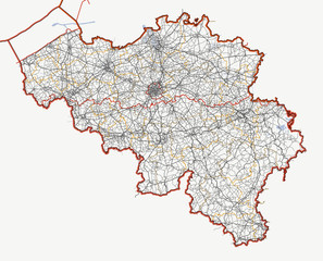 Map of Belgium. Roads vector