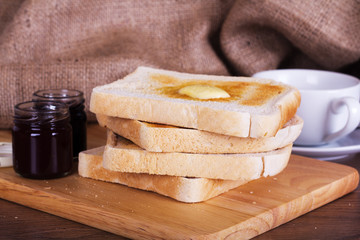 Slices of toast against a rustic background