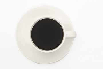 Hot coffee black coffee on white background