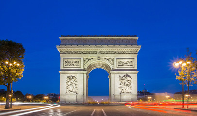 The Triumphal Arch at night, Paris.