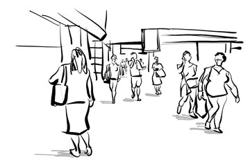 people travel in urban scene