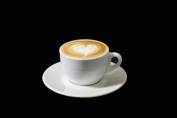 Hot coffee cafe latte in Black background