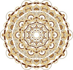 Vector ornate mandala illustration. Decorative abstract beige round ornament