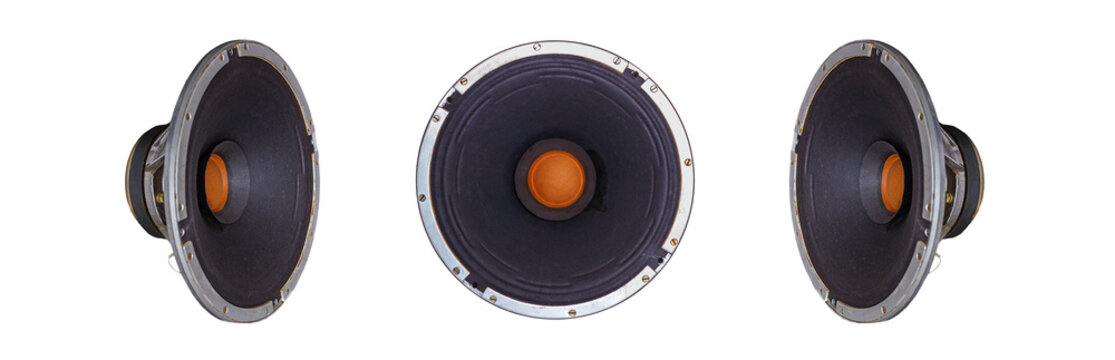 Isolated Old Vintage Music Dynamic Speaker on a white background
