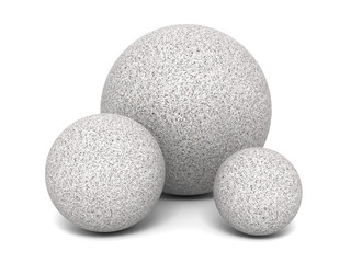 Three Abstract Concrete Stone Spheres