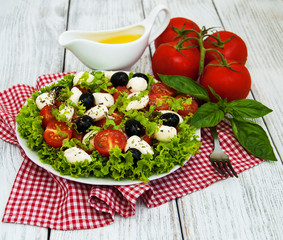 salad with mozarella cheese and vegetables