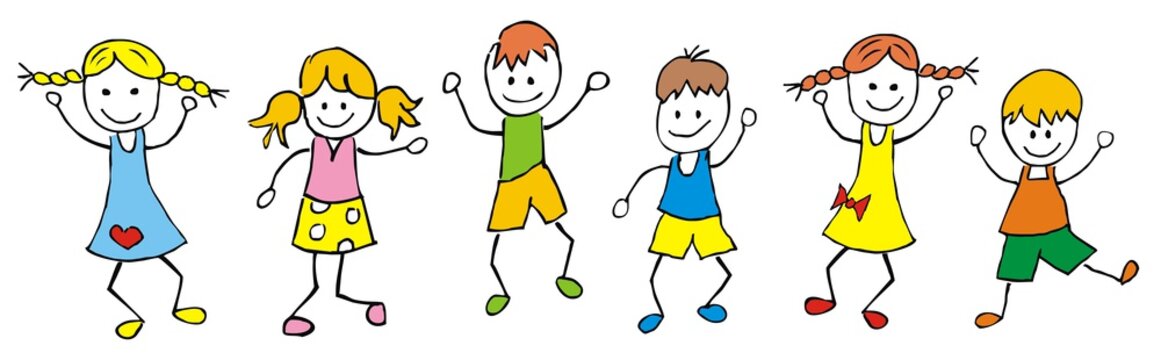group of children, funny vector illustration