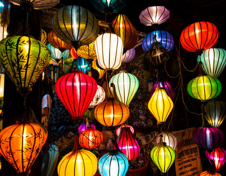 Typical Vietnamese Lanterns In A Beautiful Vietnamese City.