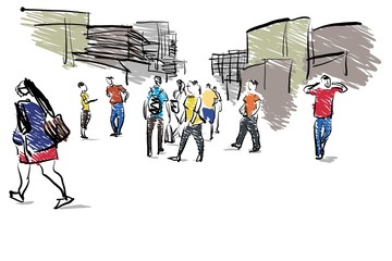 Obraz premium people in urban scene