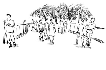 people travel in urban scene