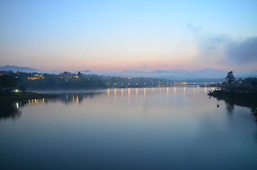 River in the early morning mist