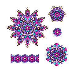Abstract Flower Patterns. Decorative ethnic elements for design.
