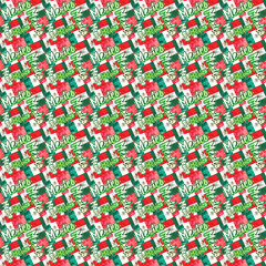 Fototapeta premium Mexican flag seamless pattern.Flag of Mexico background usable for decoration, textile or paper prints, scrapbooks,planner supplies.