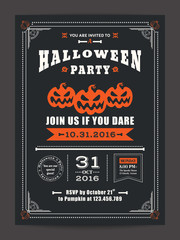 Halloween night party with scary pumpkins background for card poster flyer