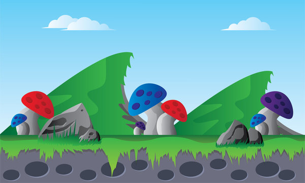 2d mushroom hill background
