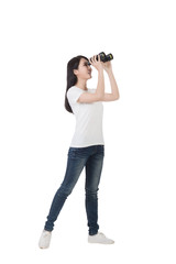 woman using binoculars